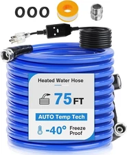 75ft Heated Drinking Water Hose for RV, Camper & Home Use Automatic-Thermostat