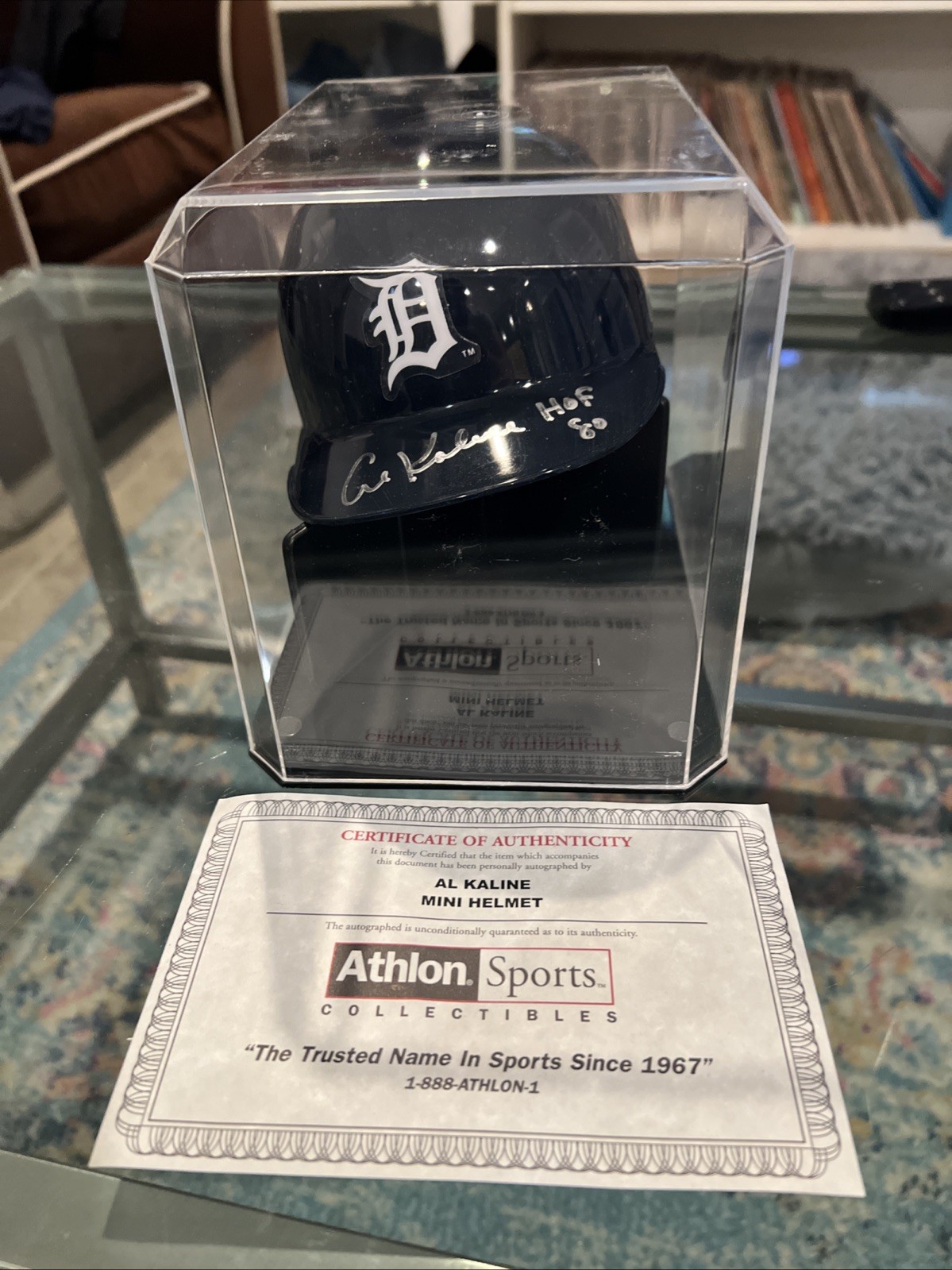 Al Kaline HOF 80 Signed Authentic Tigers Mini-Helmet Athlon 