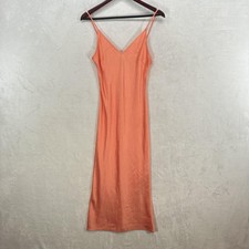 Express Dress Womens XS Orange Satin Slip Midi Bais Cut Fairy Date Night