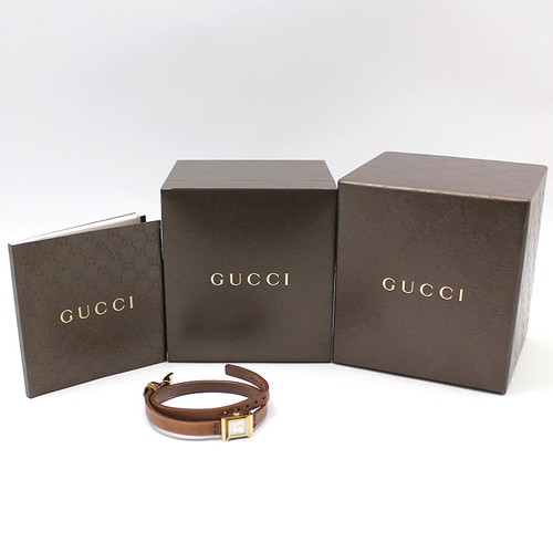Gucci G-Frame Gold-Plated Square Doppelband Quarz-Uhr YA128521 78648485 - Picture 2 of 13