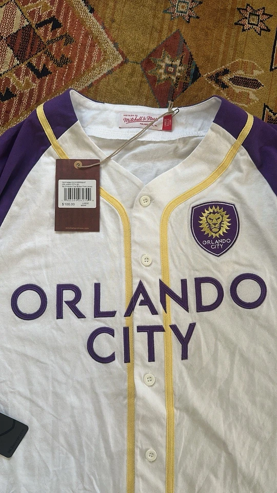 Men's Orlando City FC Baseball Jersey Mitchell And Ness Size Large NWT White - Image 2 of 4