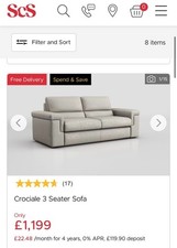 SCS Crociale 3 Seater  Sofa Brand New RRP £1199