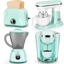 Kids Kitchen Appliances Toy Set with Coffee Maker Machine Mixer Toaster Blender