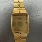 Seiko Tank Watch Men 27mm Champagne Dial Gold Tone Date 5P32-5A79 New Battery G5