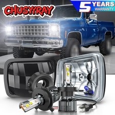 Black 5x7" 7x6" LED Headlights Hi/Lo Beam H4 Projector For Chevy C10 C20 K10 K20