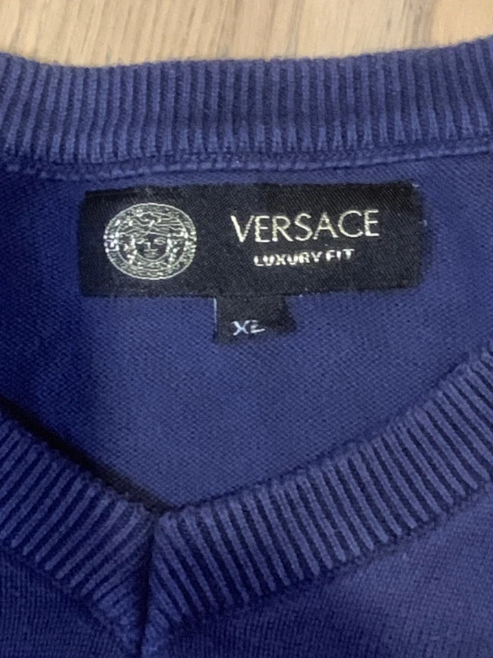 Versace V Neck Striped Sweater Men's XL ( N1125765) - Image 2 of 2