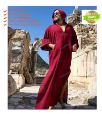 Mens Kurta Pathani Kurta Indian Traditional Wear Suit Solid Pattern Dark Red Kur