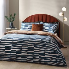 HOEM	 Piper Abstract Cotton Rich Reversible Duvet Cover Set Dusk/Bronze