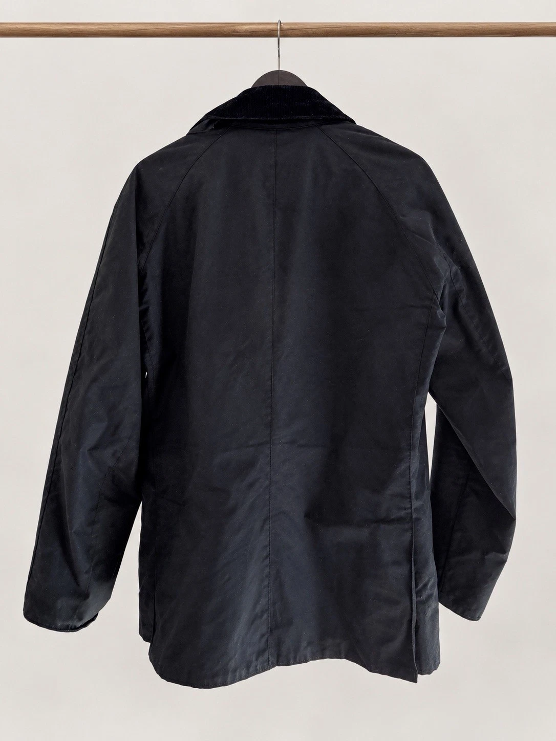 Barbour Ashby Men's Navy Waxed Cotton Jacket Full Zip Corduroy Collar M - product detail image 2