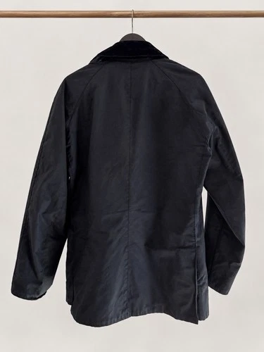 Barbour Ashby Men's Navy Waxed Cotton Jacket Full Zip Corduroy Collar M image 2