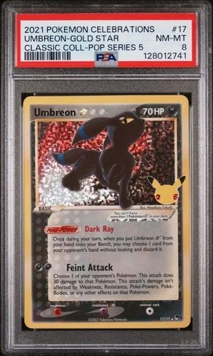 PSA 8 Grading Card Pokemon PTCG - Umbreon Gold Star Celebration Classic #17 EN