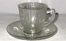 Jeannette IRIS CRYSTAL  2 1/4" DEMITASSE CUP & 4 1/4" SAUCER
