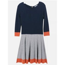 ELIZA J Women's Sweater Dress MEDIUM Colorblock Fit & Flare Navy Blue Grey