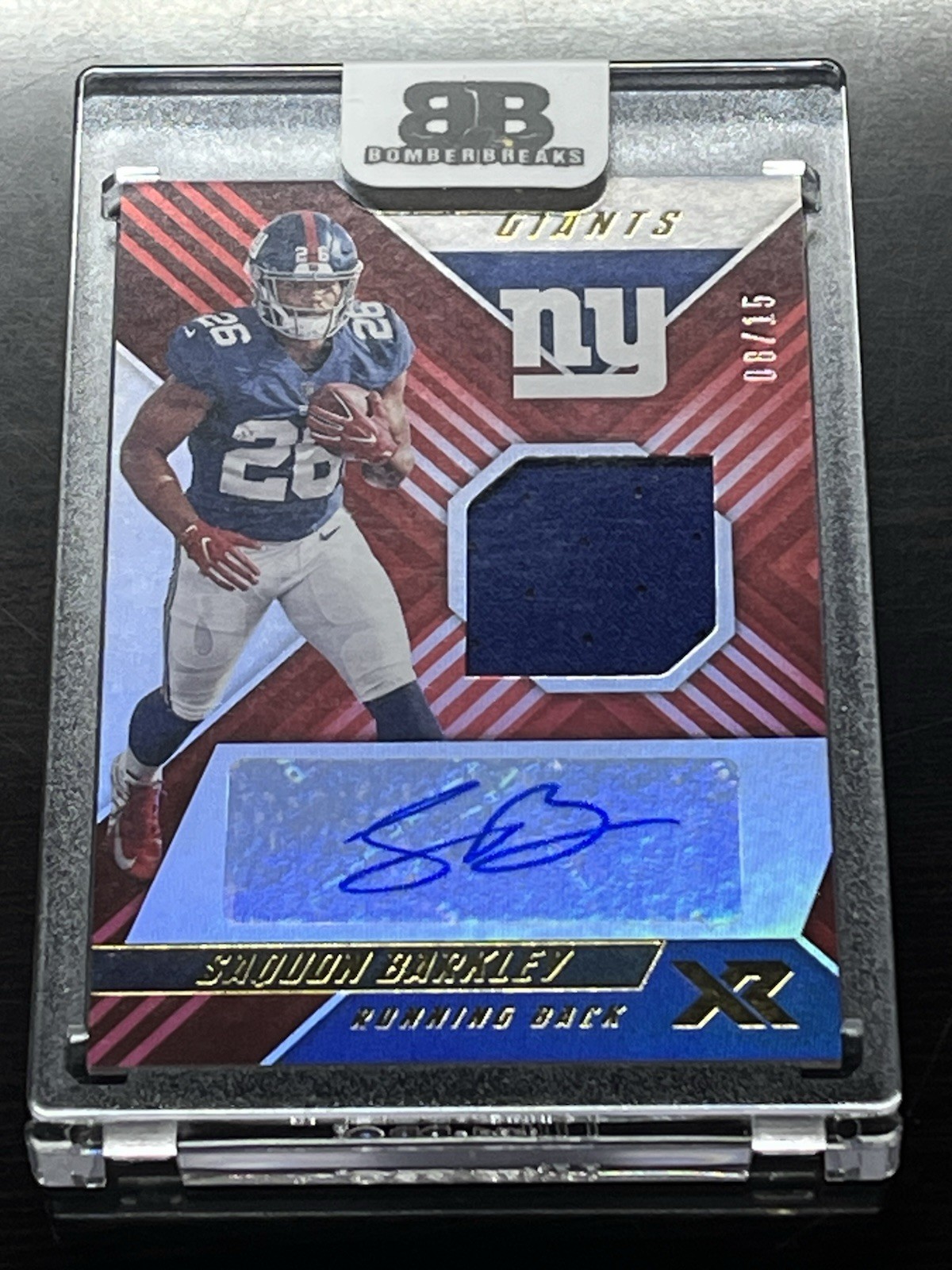 Saquon Barkley Panini XR Rookie Jumbo Swatch Autograph #RJA5 Base