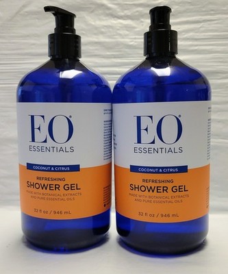 2X EO Essentials Refreshing Shower Gel Coconut & Citrus 32oz Each Botanical Bath