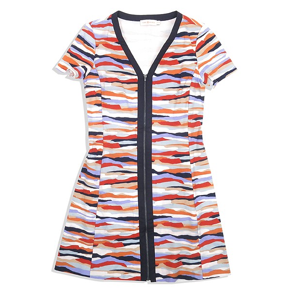 Tory Burch Multi-Color Stripe Zip Dress XS