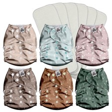 3.0 Pocket Cloth Diapers for Babies with AWJ Lining, 6 Pack with 6 4-Layer Na...