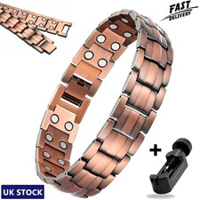 Mens PURE COPPER Bracelet Magnetic Healing Therapy Arthritis Pain Relief Bangle