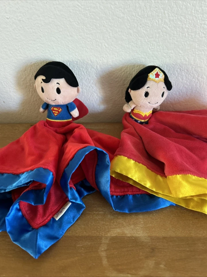 Hallmark Itty Bittys DC Comics Wonder Woman Superman Security Blanket Plush Baby - Image 2 of 4