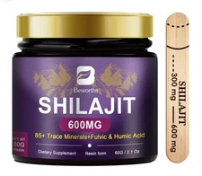 Beworths 600mg Pure Organic Shilajit Resin 60g 100 Servings Fulvic Acid 2.1oz