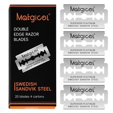 Double Edge Safety Razor Blades - 20 Count Premium Platinum Swedish Steel Bla...