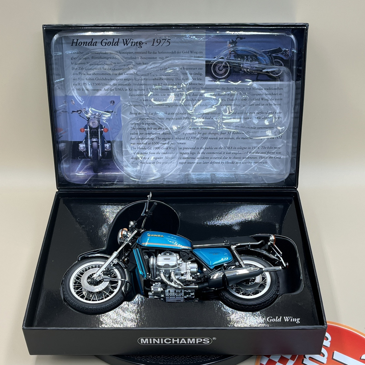 MINICHAMPS 1/12 Honda Goldwing GL 1000 K0 1975 blue green No MINICHAMPS 1/12 Honda Goldwing GL 1000 K0 1975 blue green No