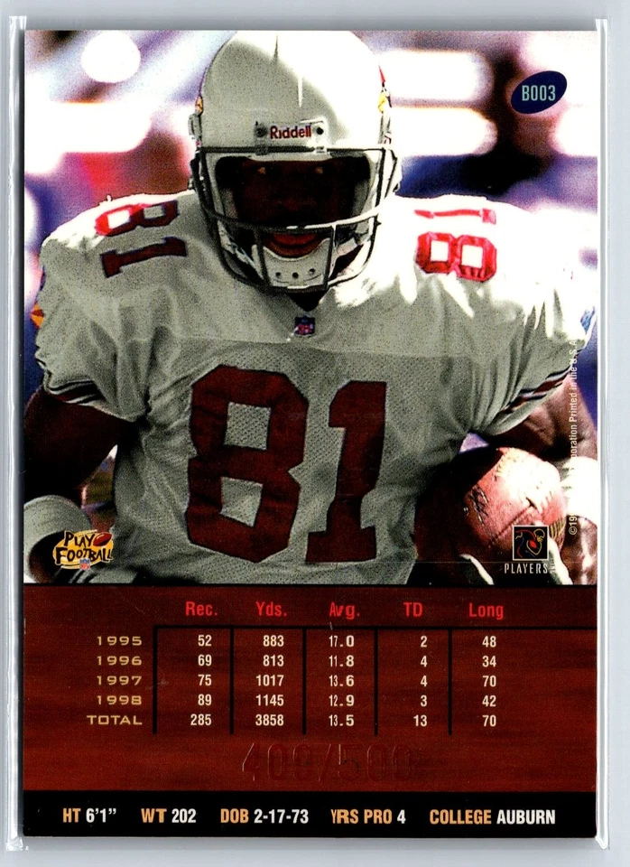 1999 Playoff Prestige SSD Spectrum Green #B003 Frank Sanders Cardinals /500 - Image 2 of 2