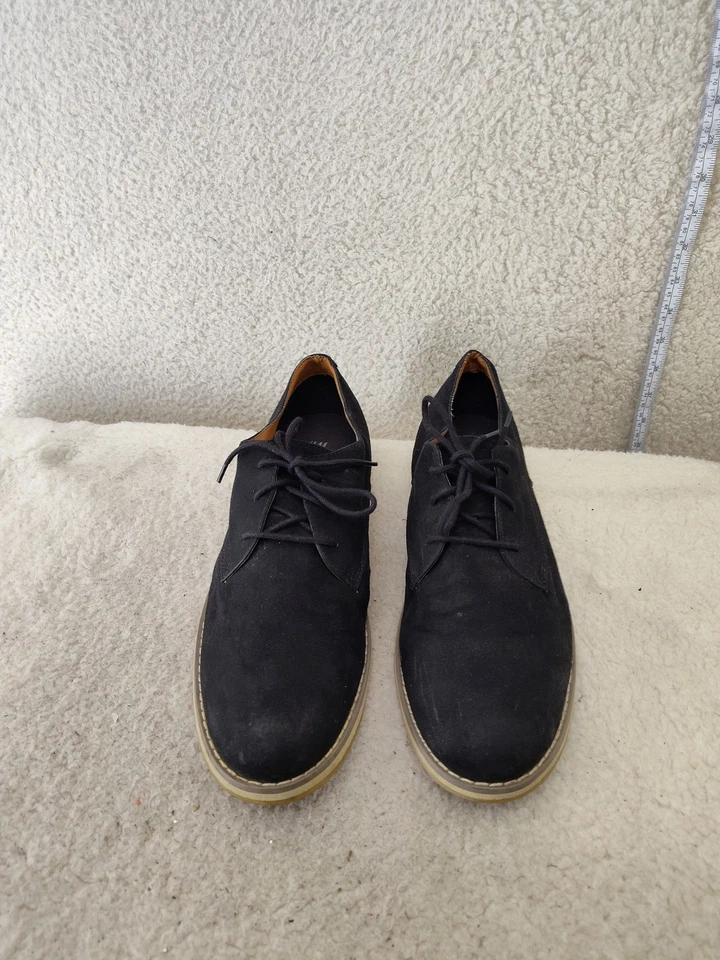 H&M Men Oxfords 10.5 Black Faux Suede Lace Up Rubber Sole Comfort Dress Shoes - Image 2 of 4