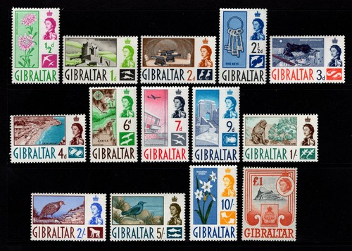 GIBRALTAR 196O-62 PICTORIAL SET, SG 160/173, MINT NH, CAT. £85