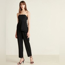 ELIZA J Off The Shoulder Crepe Jumpsuit Black Size 8