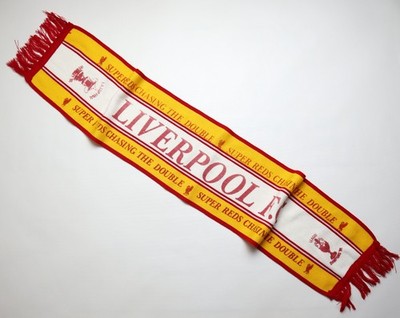 LIVERPOOL FA CUP FINAL & LEAGUE CHAMPIONS WEMBLEY 1988 FOOTBALL SOCCER SCARF 80s