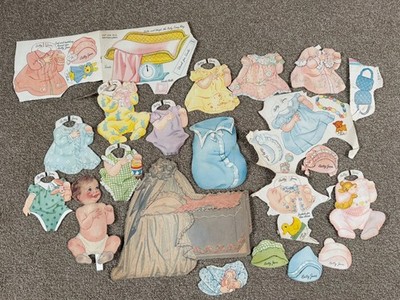 Papierpuppen - Vintage Papierpuppenbuch Vintage Spielzeug Betty Jane Baby Krippe selten