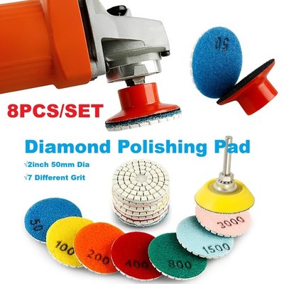 8PCS 2inch 50mm Diamant Polierpad 50#-3000# 7 Korn Grinding Pad & Schleifhalter