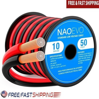10AWG CCA Speaker Wire 10/2 Low Voltage Multi Strand PVC Jacket 12V 24V DC New