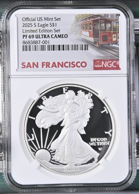 #ad 2025 S Silver American Eagle $1 Limited Edition Set NGC PF69 Ultra Cameo % $169.00