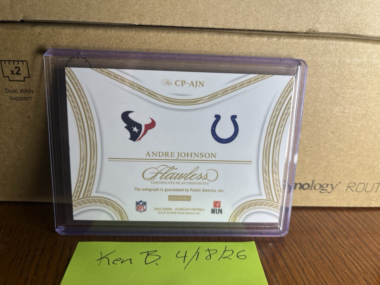 Panini Flawless 2025 NFL Auto OC /20 Andre Johnson Progressions view 2