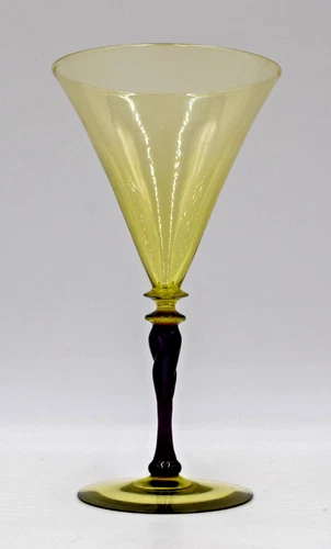 Steuben 686 V shape Water Goblet w/Amber Bowl & Amythyst Twist Stem