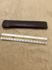 VTG  Post Ruler W/ Brown Leather Case Number 1232 Made In USA Engine Divided