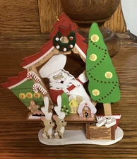 VTG Schmid Emgee 1983 Wooden Santa Candy Shop Ornament-VGC
