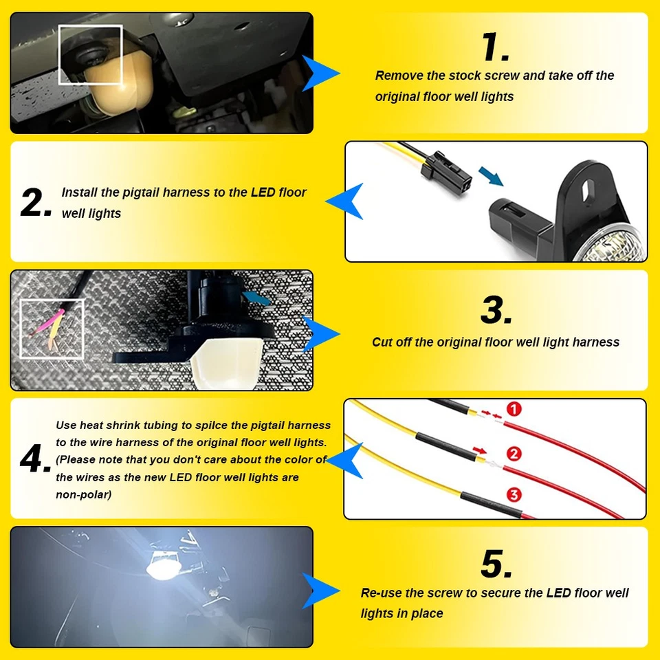 Luz de cortesía LED debajo del tablero para Jeep Wrangler TJ Cherokee XJ Foto 4 de 4