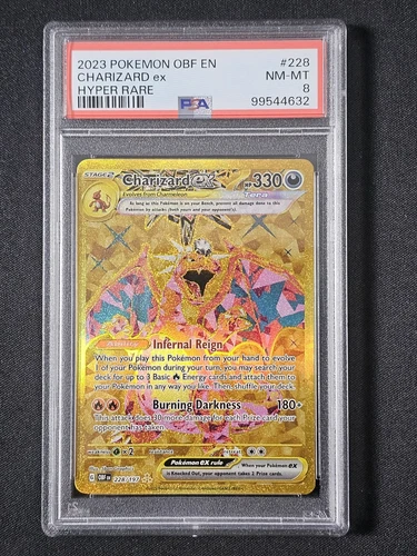 CHARIZARD EX HYPER RARE 228/197 POKÉMON OBSIDIAN FLAMES PSA 8 NM-MT GOLD CARD