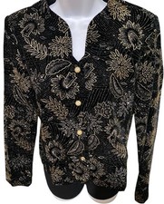 VTG 80s Velvet Norton McNaughton Blazer 6 Gold Silver Metallic Evening Jacket