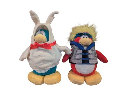 Club Penguin Plush Lot Jakks Pacific Series 12 White Bunny & Red Water Sport