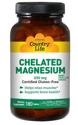 5/27 Country Life Chelated Magnesium Vitamin | 250 Mg | 180 Tabs