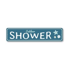 Outdoor Shower Beach Metal Sign