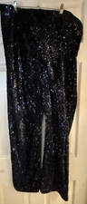 Very Navy Blue Sequin Trousers In Excellent Condition Size 20 Christmas Party