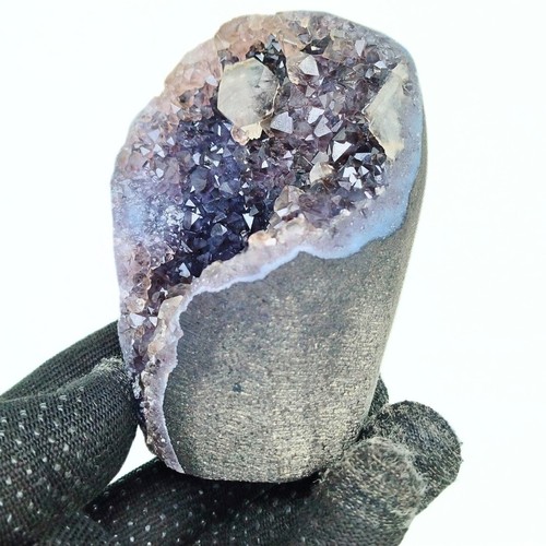 Geoda de amatista natural 380 g racimo de cuarzo cristal con muestra de calcita curación - Imagen 10 de 11