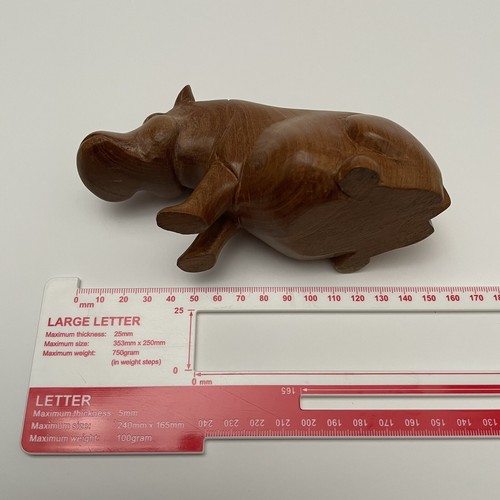 Vintage Hippo Hippopotamus Hand Carved Wooden Sculpture Ornament Figurine Animal - Picture 9 of 9