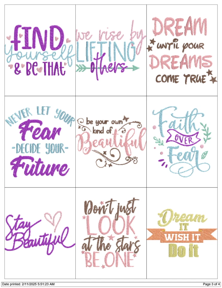 CITAS INSPIRADORAS MOTIVACIONALES MÁQUINA DE BORDAR DISEÑOS PES HUS JEF USB Foto 3 de 4