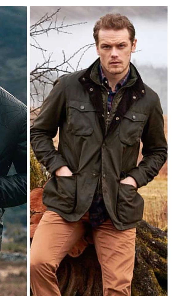 BARBOUR Ogston Wax Jacket w/ Elbow Patches Olive MSRP$625 Sam Heughan's Fav